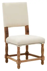 Modern Oak Burn Whitewash Linen Dining Chair, Sturdy Modern Dining Chair For Kitchen, Rustic Modern Chair