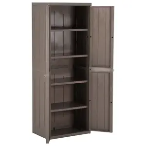 Berkfield Garden Storage Cabinet Brown 65x45x172 cm PP Wood Look