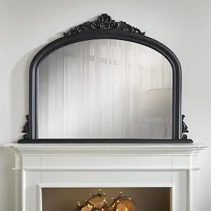 Overmantle Mirror Richmond Arched Shape with Antique Black Frame- H 91cm x W 122cmx D 5cm for Hang Anywhere Inside of the Home