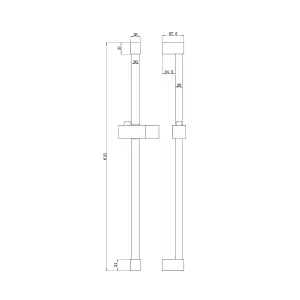 ENKI Black Square Stainless Steel Shower Slider Rail Bar S29