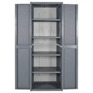 Berkfield Garden Storage Cabinet Grey 65x45x172 cm PP Rattan