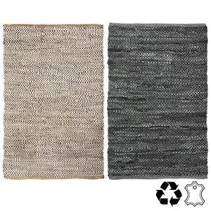 Recycled Leather Carpet Mat - Sand or Grey - 60 x 90cm