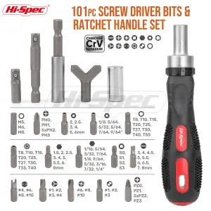 Hi-Spec 101pc 1/4 & 3/8 Inch Drive Metric Socket Set. 4 -17mm with Ratcheting Wrench and Extension Bars in a Compact Case