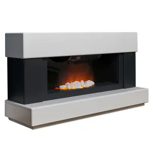 Adam Verona Fireplace Suite in Pure White & Charcoal Grey, 48 Inch