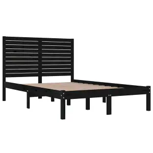 Berkfield Bed Frame Black Solid Wood 135x190 cm 4FT6 Double