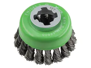 Faithfull 21075XL450 X-LOCK Wire Cup Brush Twist Knot 75mm M14x2, 0.50mm Stainless Steel Wire FAIWBT75SSXL