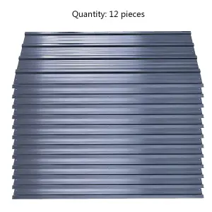 12 pcs Metal Corrugated Roofing Sheet Roof Sheet for Garden Storage Shed,Light Black,L 129 cm x W 45 cm x T 0.27 mm