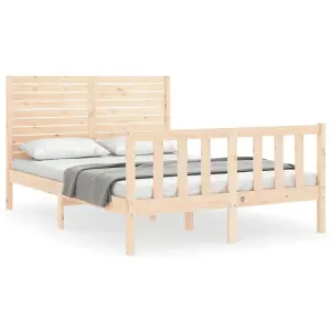 Berkfield Bed Frame with Headboard Small Double Solid Wood