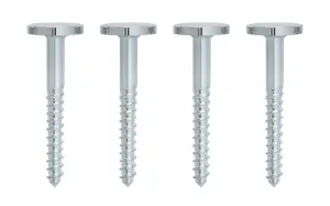 Slotted Flat countersunk Silver Mirror screw (L)38mm, Pack of 4