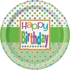 Unique Party Polka Dot Birthday Party Plates (Pack of 8) Citrus (One Size)