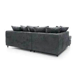 Harriet Crushed Chenille Left Facing Corner Sofa in Dark Grey