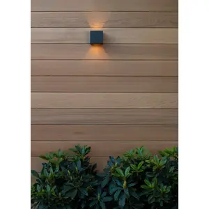 Lucide Axi Modern Square Up Down Wall Spotlight Bathroom - LED - 2x3,5W 2700K - IP54 - Black