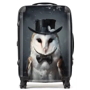 Owl In A Top Hat Suitcase - Medium