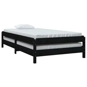 Berkfield Stack Bed Black 80x200 cm Solid Wood Pine