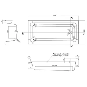 Genoa White Super-Strong Acrylic Single Ended Straight Bath (L)1700mm (W)800mm