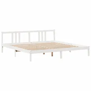 Berkfield Bookcase Bed without Mattress White 200x200cm Solid Wood Pine