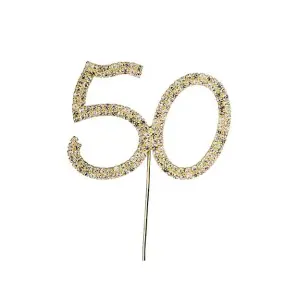 Apac Diamante 50th Cake Topper Gold (One Size)