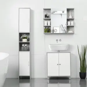 kleankin Bathroom Cabinet Cupboard Shelving Storage Unit w/ Doors & 6 Shelves