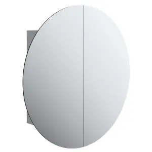 Berkfield Bathroom Cabinet with Round Mirror&LED Grey 54x54x17.5 cm