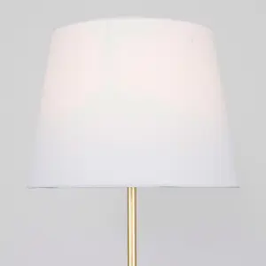 ValueLights Modern Standard Floor Lamp In Gold Metal Finish With White Tapered Shade