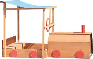 Sandpit - Choo Choo Train - Wooden Sand Pit with Sun Protection & Storage