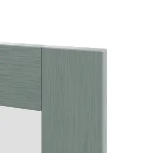 GoodHome Alpinia Matt green wood effect Shaker Glazed Cabinet door (W)500mm (H)715mm (T)18mm