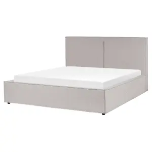 Fabric EU King Size Ottoman Bed Light Grey MOISSAC