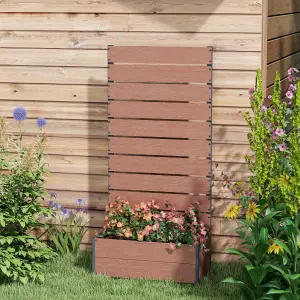 Outsunny Raised Garden Bed with Trellis and Drainage Hole, Planter Box, Brown