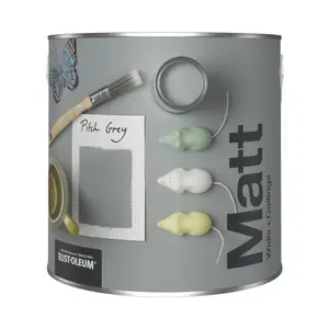 Rust-Oleum Washable Matt Wall Paint - Pitch Grey 2.5L