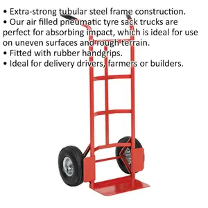 200kg Heavy Duty Sack Truck with 250mm Pneumatic Tyres for Large Loads