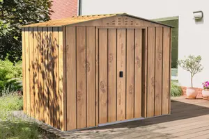 BillyOh Top Woodgrain Apex Metal Shed - 8x6