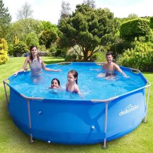 Dellonda Swimming Pool 10ft 300cm Round Steel Frame Above Ground & Accessories