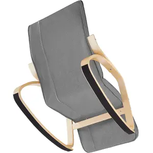 Rocking Chair Onda - with armrests, comfortable padding with pillow, 5-step adjustable footrest - light grey