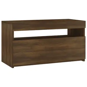 Berkfield TV Cabinet with LED Lights Brown Oak 75x35x40 cm