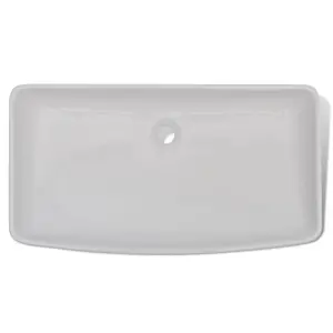 Berkfield Bathroom Basin with Mixer Tap Ceramic Rectangular White