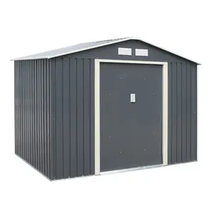 Trentvale 8X6 Metal Apex Shed Light Grey Dark Grey