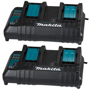 2X Makita DC18SH LXT Lithium Ion 240v 14.4 - 18 v Dual Port Battery Charger 140W