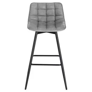 Upholstered Counter Stool with Metal Frame (Set of 2) Grey