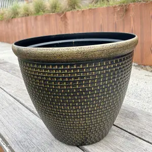 Gold Cromarty Plant Pot Large 36cm Plastic Round Flower Garden Patio Planter