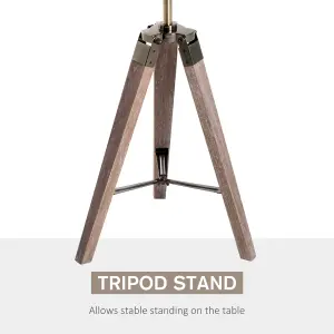 HOMCOM Vintage Tripod Table Desk Lamp Bedside Light Copper Finish Wooden Base