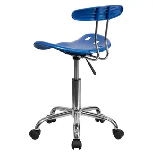 Adjustable Swivel Chair for Desk and Office with Tractor Seat Bright Blue