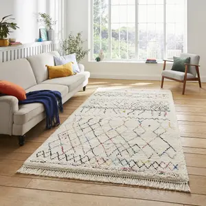 Boho Multicoloured Geometric Medium Rug, (L)170cm x (W)120cm