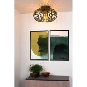 Lucide Manuela Vintage Flush Ceiling Light 39.5cm- 1xE27 - Green