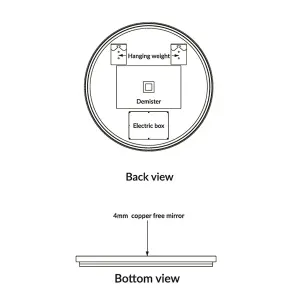 Macie Black LED Mirror 600mm Bathroom