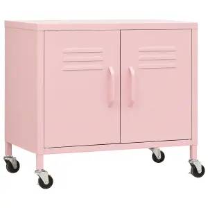 Berkfield Storage Cabinet Pink 60x35x56 cm Steel