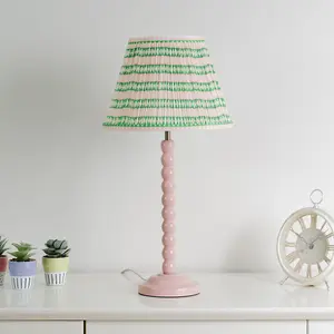 ValueLights Riza Small Pink Aztec Gathered Fabric Pleated Tapered Lampshade Easy Fit Light Shade - LED Bulb Included