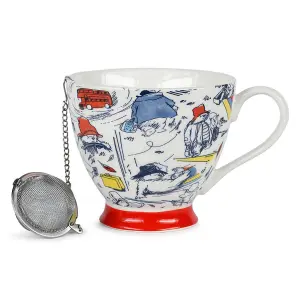 Paddington Bear Mug & Tea Strainer White/Blue/Red (One Size)