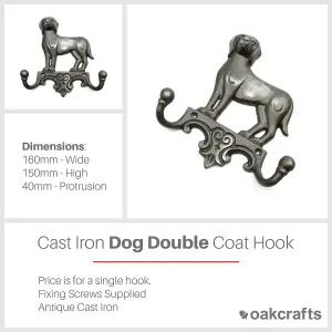 Oakcrafts - Antique Cast Iron Dog Design Twin Coat Hook