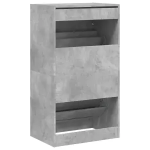 Berkfield Shoe Cabinet with 2 Flip-Drawers Concrete Grey 60x42x108 cm