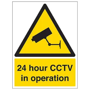 24 Hour CCTV - Warning Security Sign - Adhesive Vinyl - 300x400mm (x3)